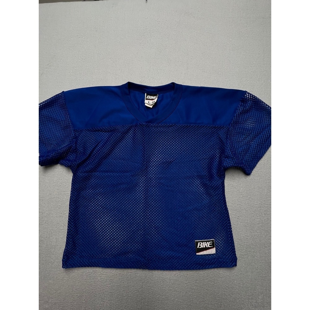Vintage BIKE Royal Blue Mesh Football Jersey Y2K Boxy Cropped USA Athletic